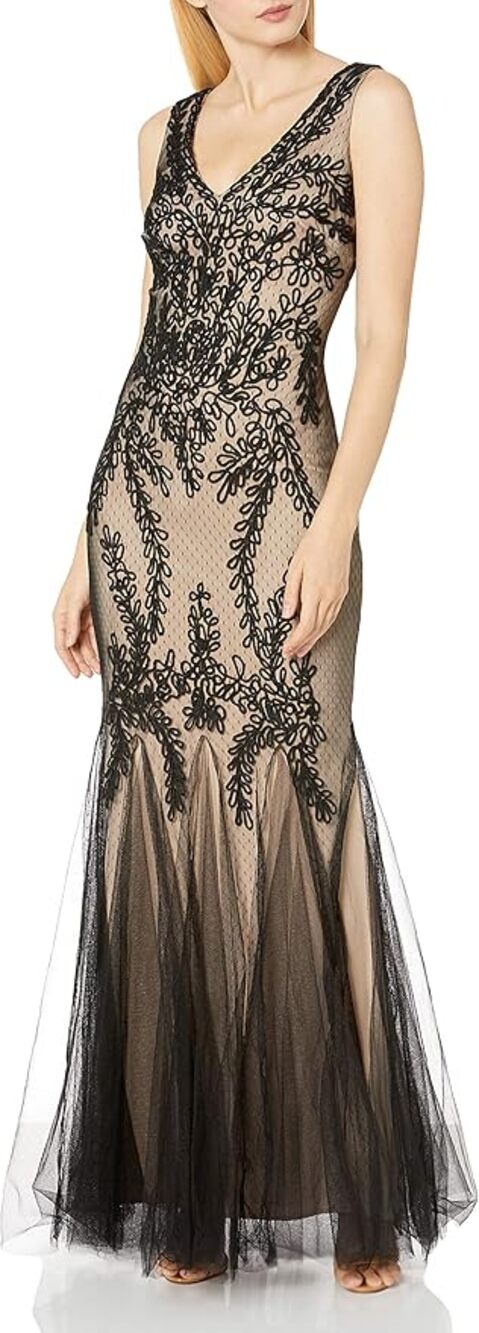 Betsy & Adam Soutache Mermaid Evening Dress Size 10 NWT $299